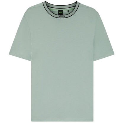 Green - Front - Boss Mens Crew Neck Regular T-Shirt