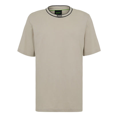 Light Beige - Front - Boss Mens Crew Neck Regular T-Shirt