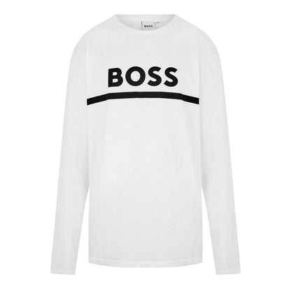 White - Front - Boss Boys Logo Long-Sleeved T-Shirt