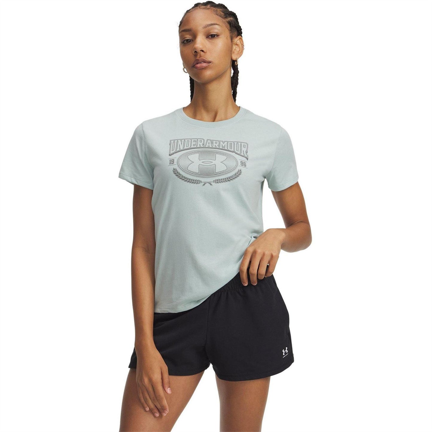 Blue-Green - Front - Under Armour Womens-Ladies Varsity T-Shirt