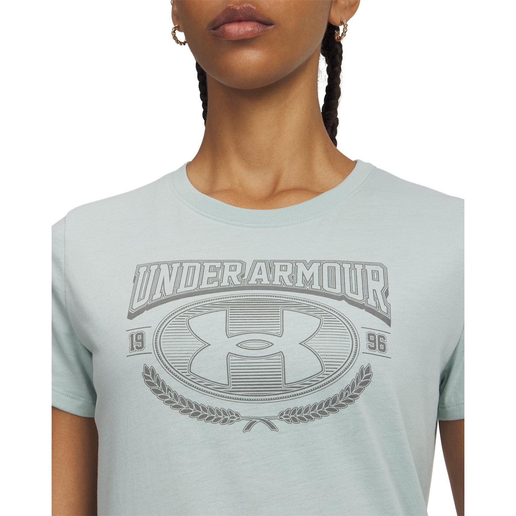 Blue-Green - Side - Under Armour Womens-Ladies Varsity T-Shirt