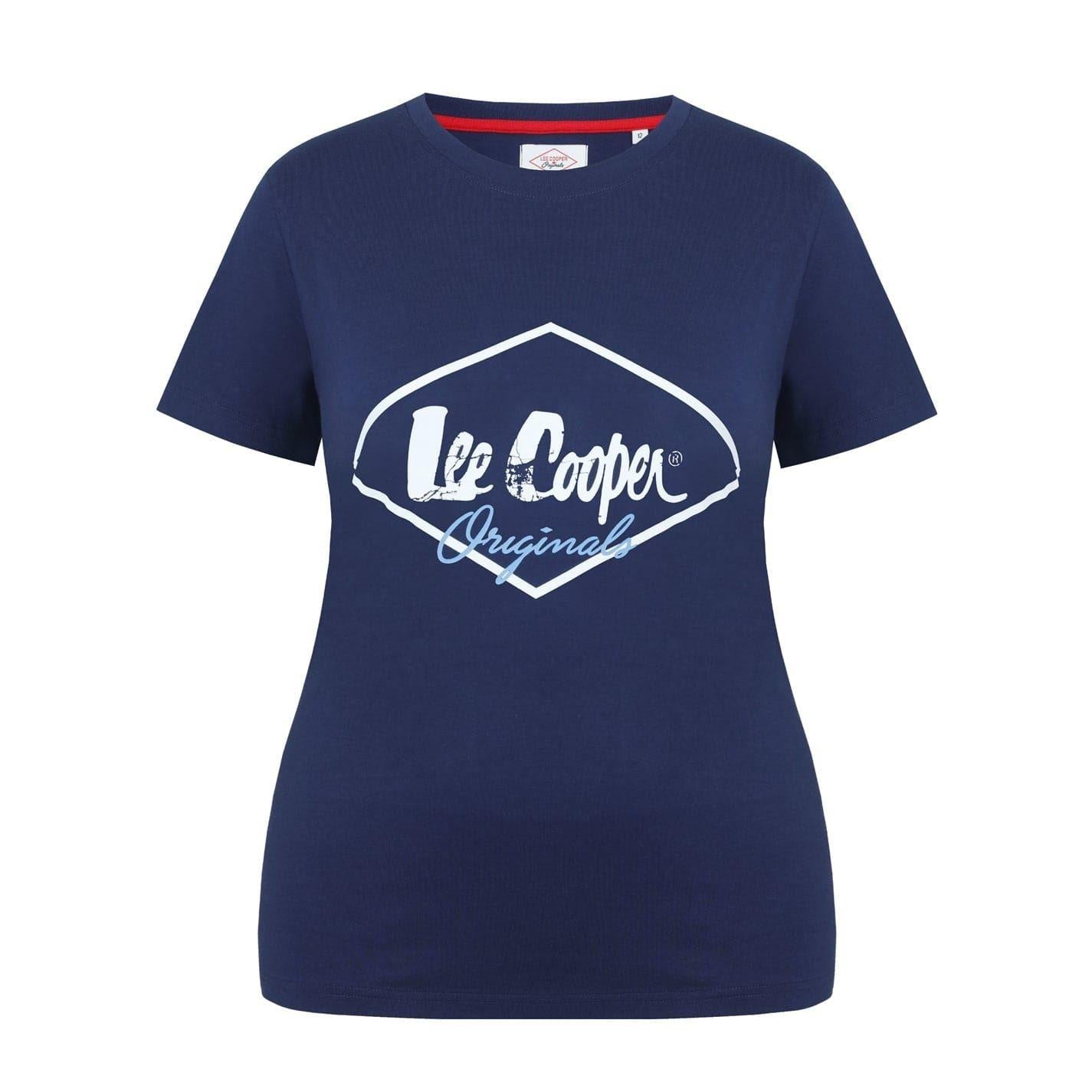 Navy - Front - Lee Cooper Womens-Ladies Diamond Logo T-Shirt
