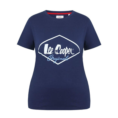 Navy - Front - Lee Cooper Womens-Ladies Diamond Logo T-Shirt