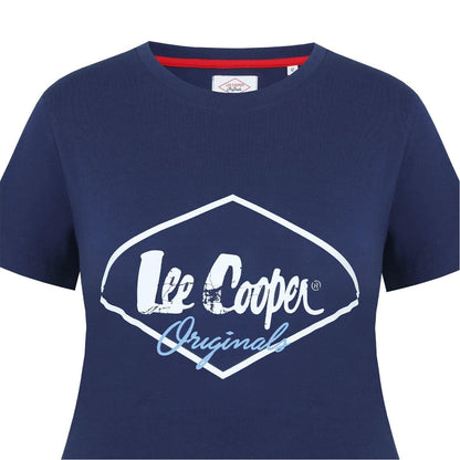Navy - Side - Lee Cooper Womens-Ladies Diamond Logo T-Shirt