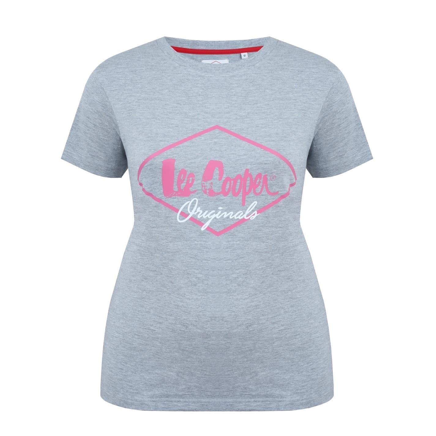 Grey Marl - Front - Lee Cooper Womens-Ladies Diamond Logo T-Shirt