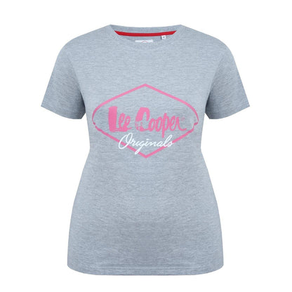 Grey Marl - Front - Lee Cooper Womens-Ladies Diamond Logo T-Shirt