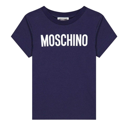Blue - Front - Moschino Childrens-Kids Logo T-Shirt