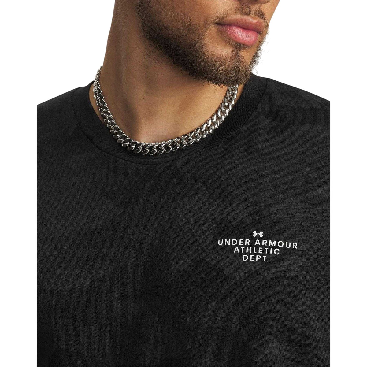 Black-White - Side - Under Armour Mens Heavyweight T-Shirt