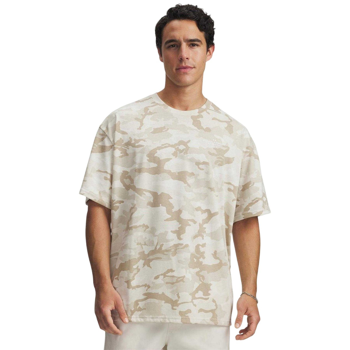 Stone-White - Front - Under Armour Mens Heavyweight T-Shirt