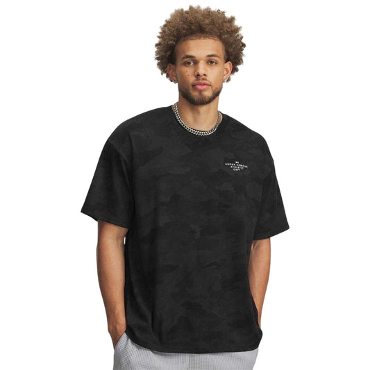 Black-White - Front - Under Armour Mens Heavyweight T-Shirt