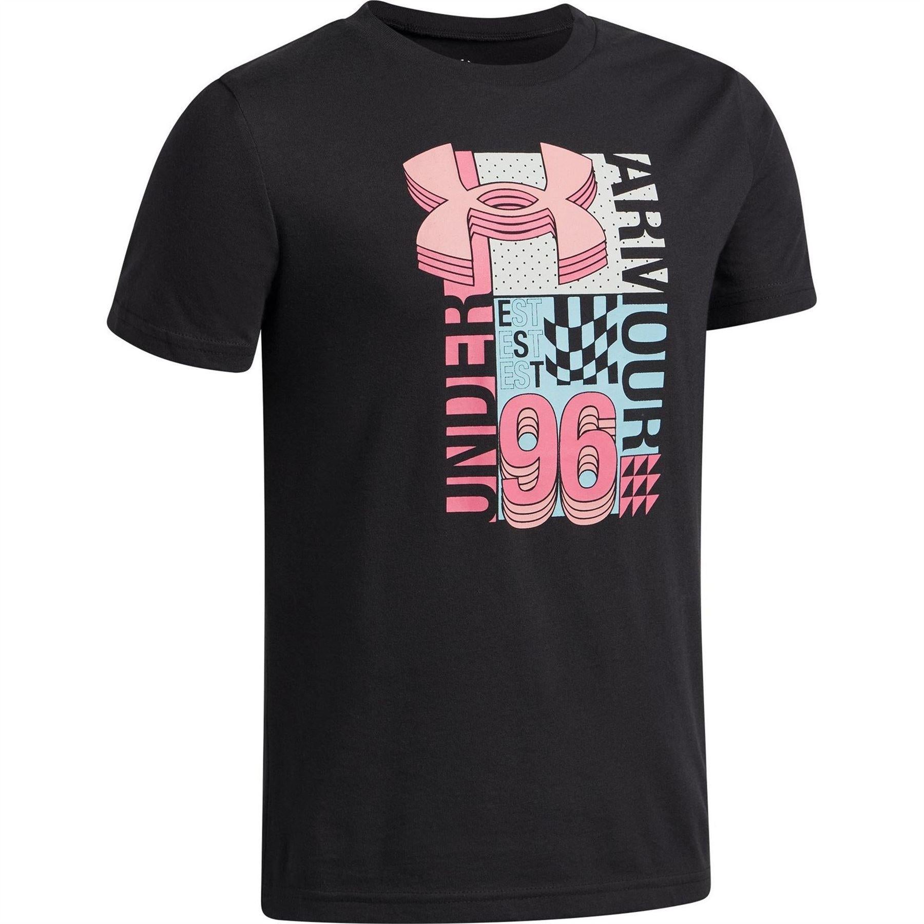 Black - Side - Under Armour Childrens-Kids Wordmark Logo T-Shirt