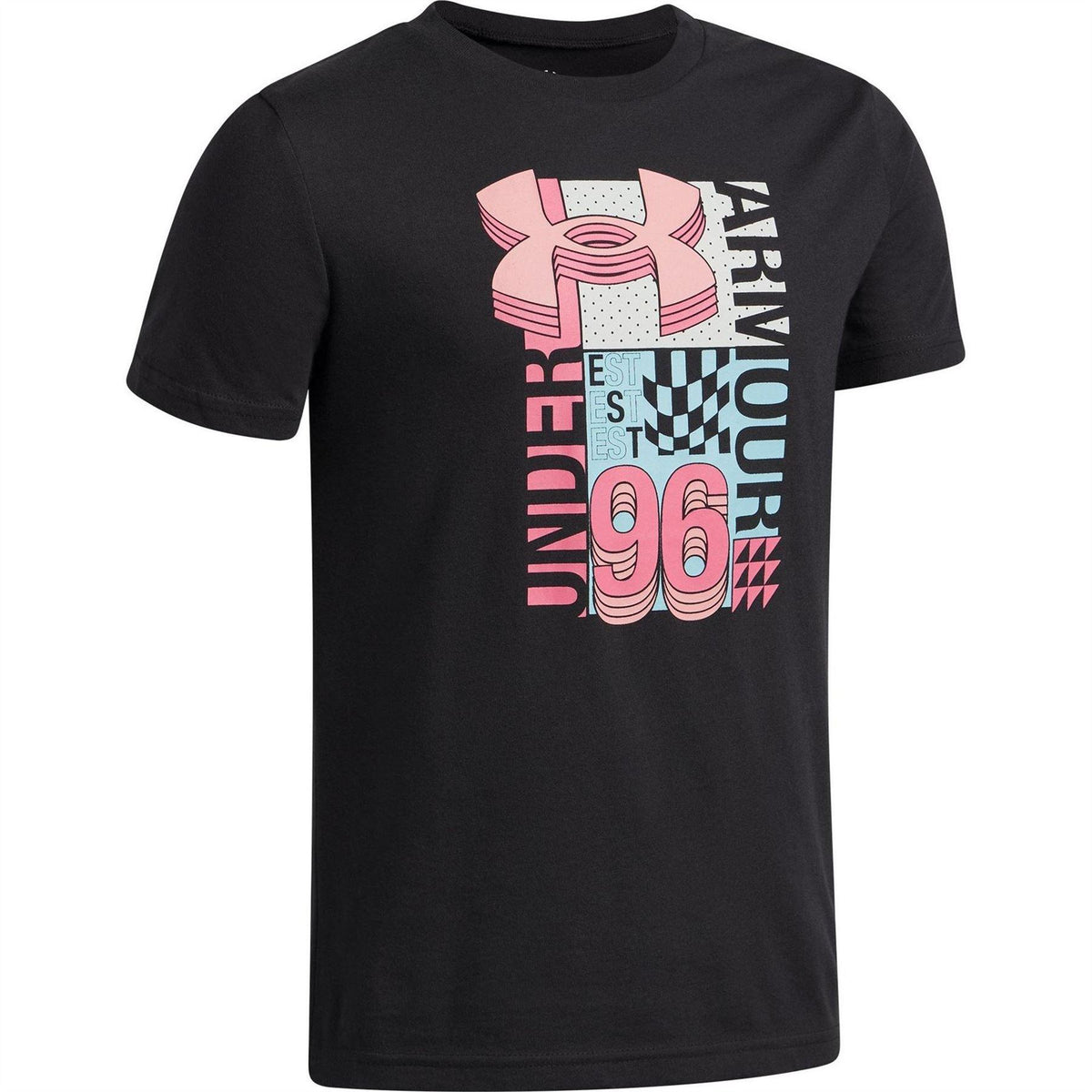 Black - Side - Under Armour Childrens-Kids Wordmark Logo T-Shirt