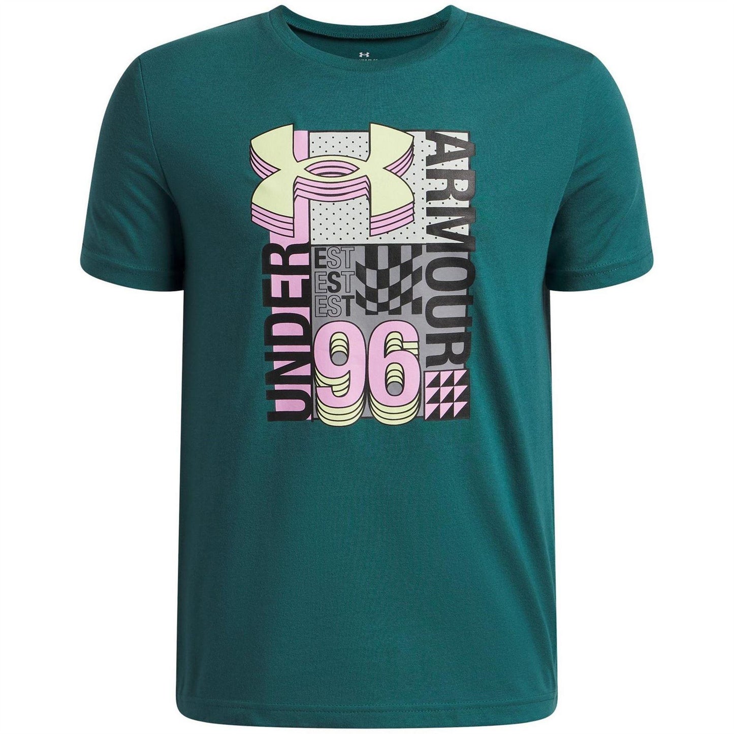Green-Black - Front - Under Armour Childrens-Kids Wordmark Logo T-Shirt
