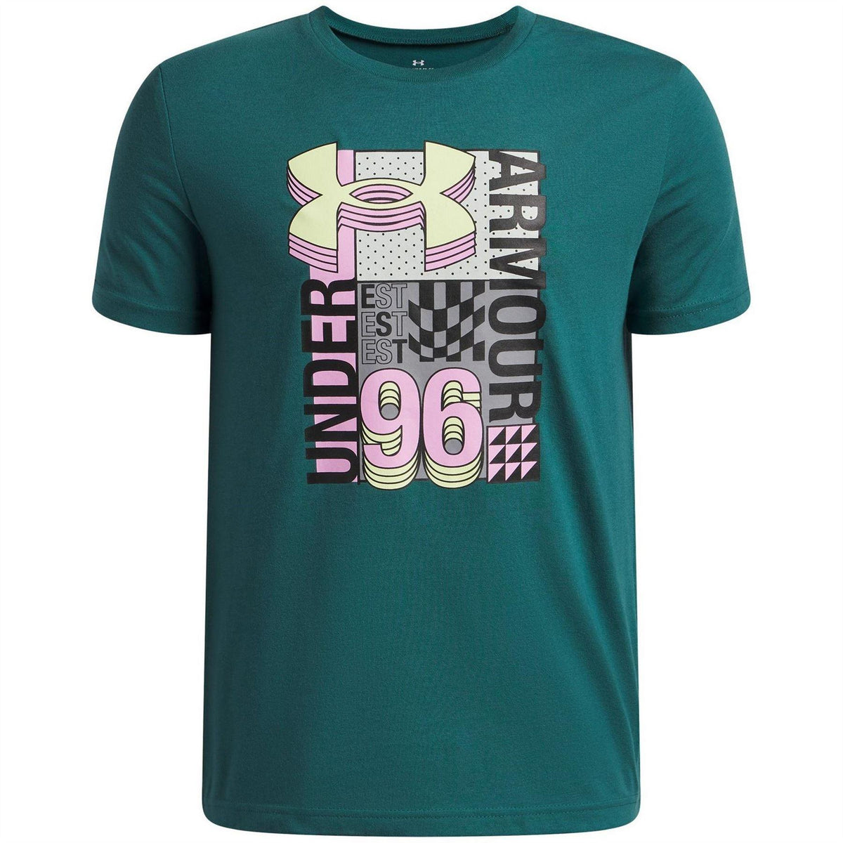 Green-Black - Front - Under Armour Childrens-Kids Wordmark Logo T-Shirt