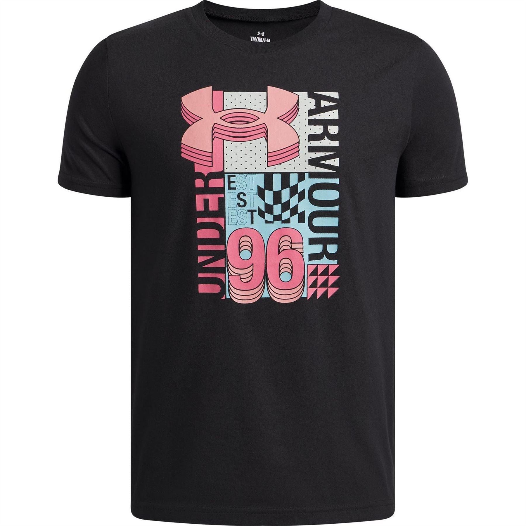 Black - Front - Under Armour Childrens-Kids Wordmark Logo T-Shirt