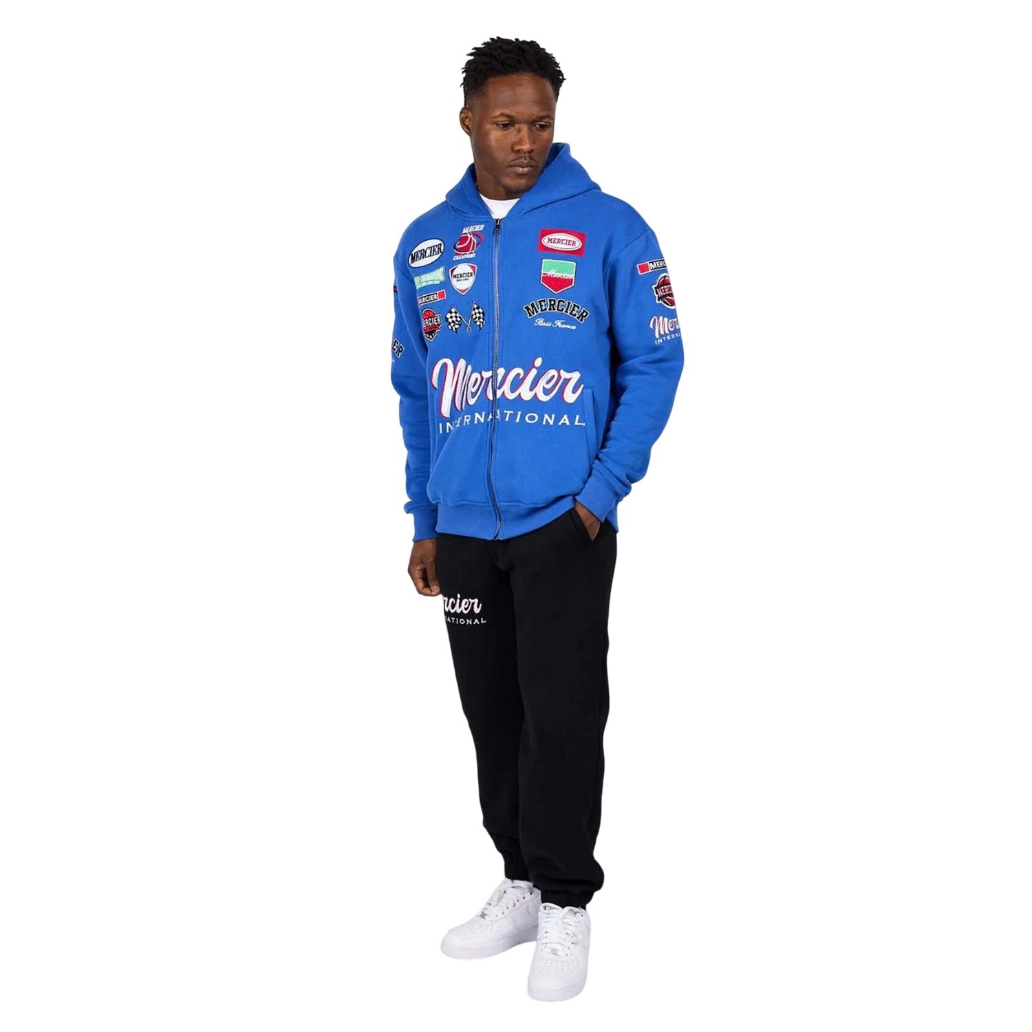 Royal Blue - Side - Mercier Mens International Full Zip Hoodie