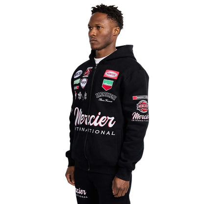 Black - Side - Mercier Mens International Full Zip Hoodie