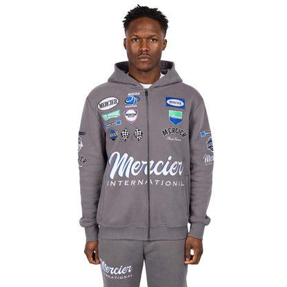 Grey - Front - Mercier Mens International Full Zip Hoodie