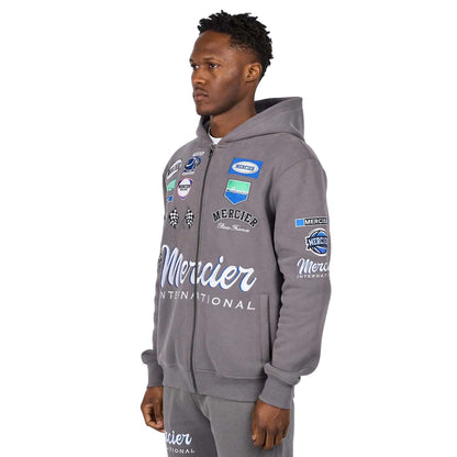 Grey - Side - Mercier Mens International Full Zip Hoodie