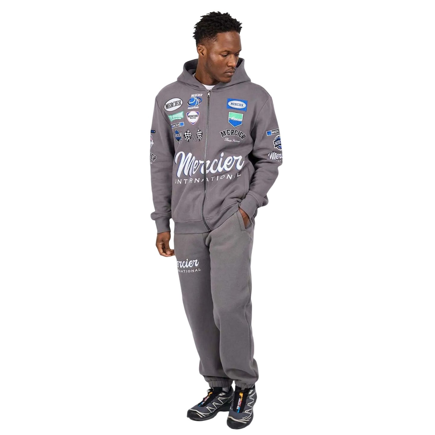 Grey - Lifestyle - Mercier Mens International Full Zip Hoodie