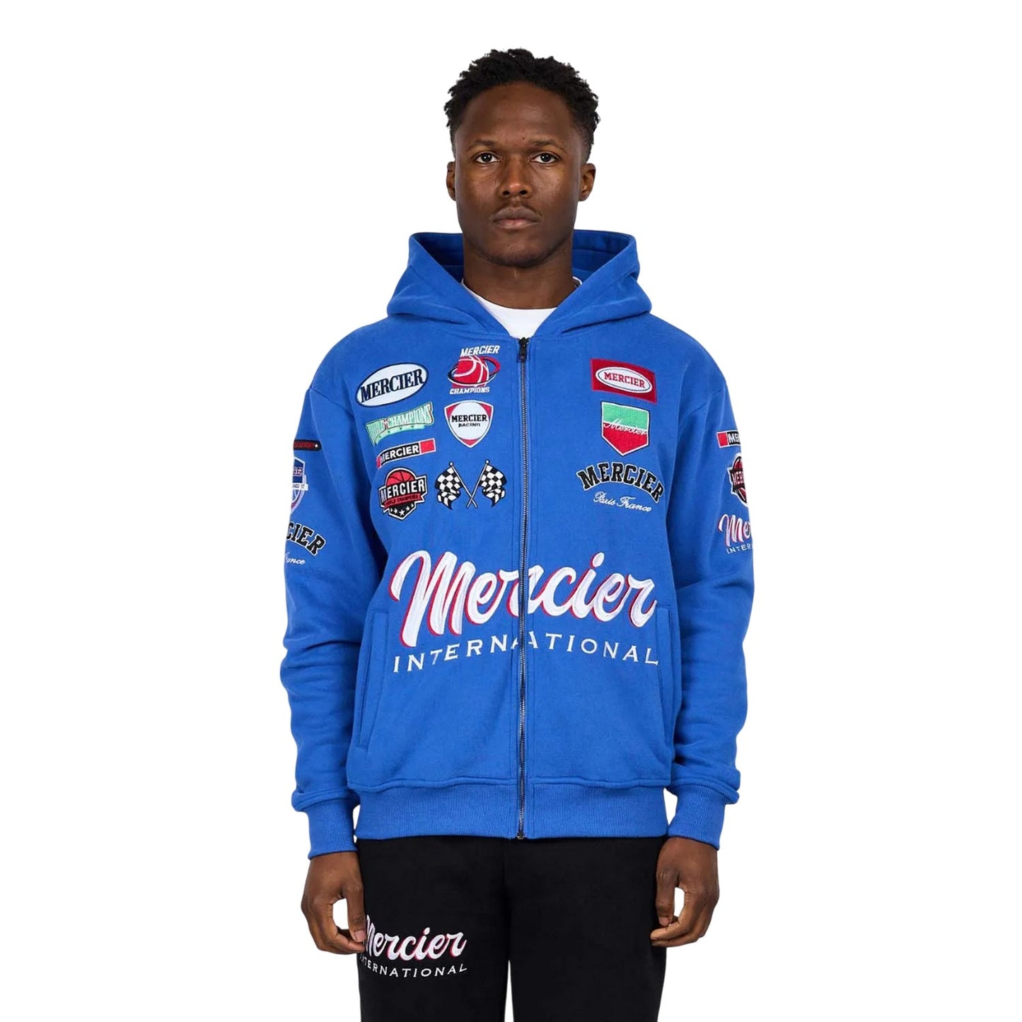 Royal Blue - Front - Mercier Mens International Full Zip Hoodie