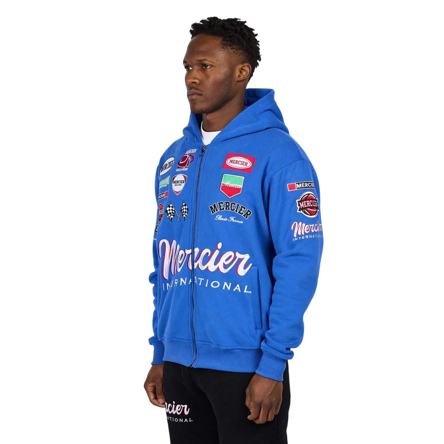 Royal Blue - Back - Mercier Mens International Full Zip Hoodie