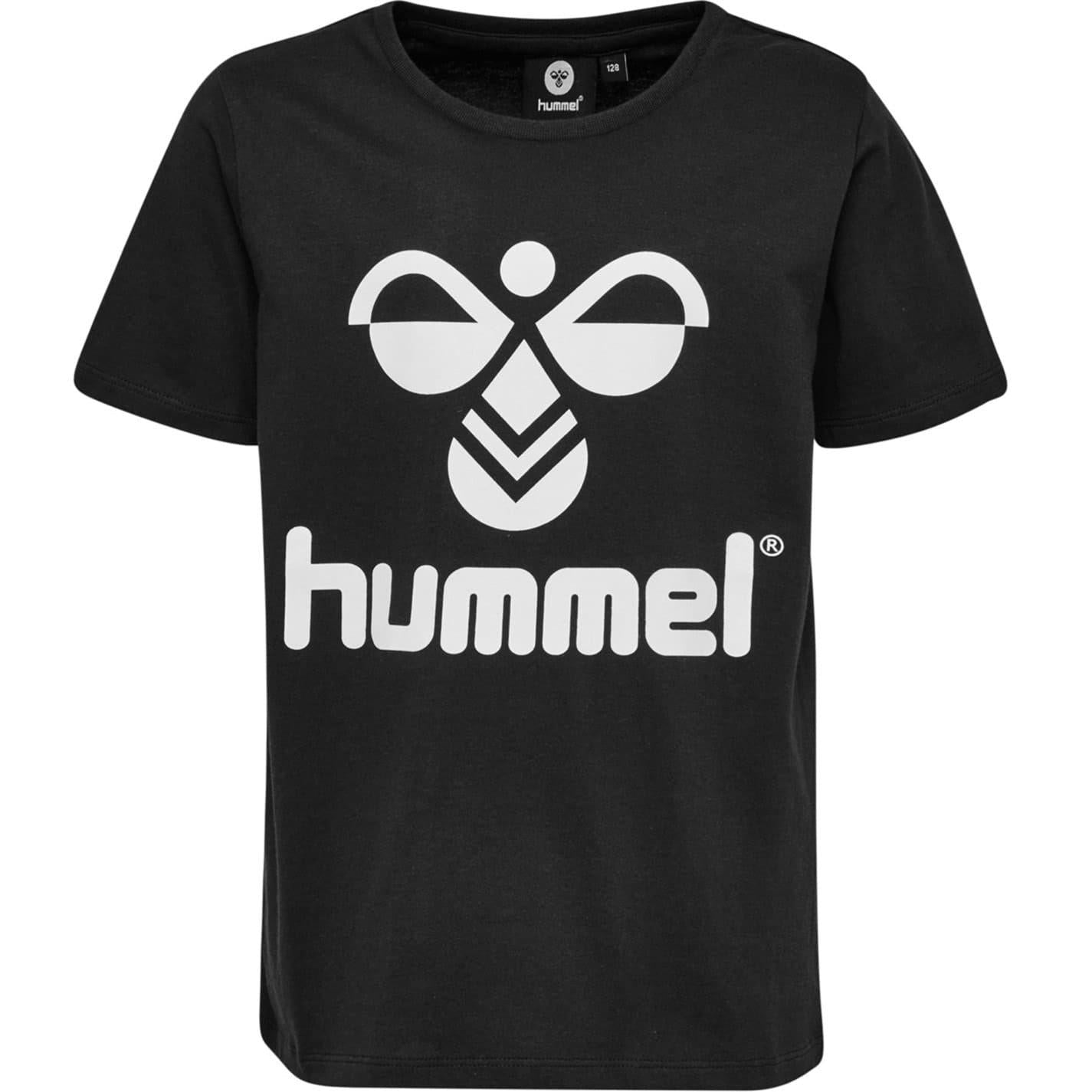 Black - Front - Hummel Childrens-Kids Logo Crew Neck T-Shirt