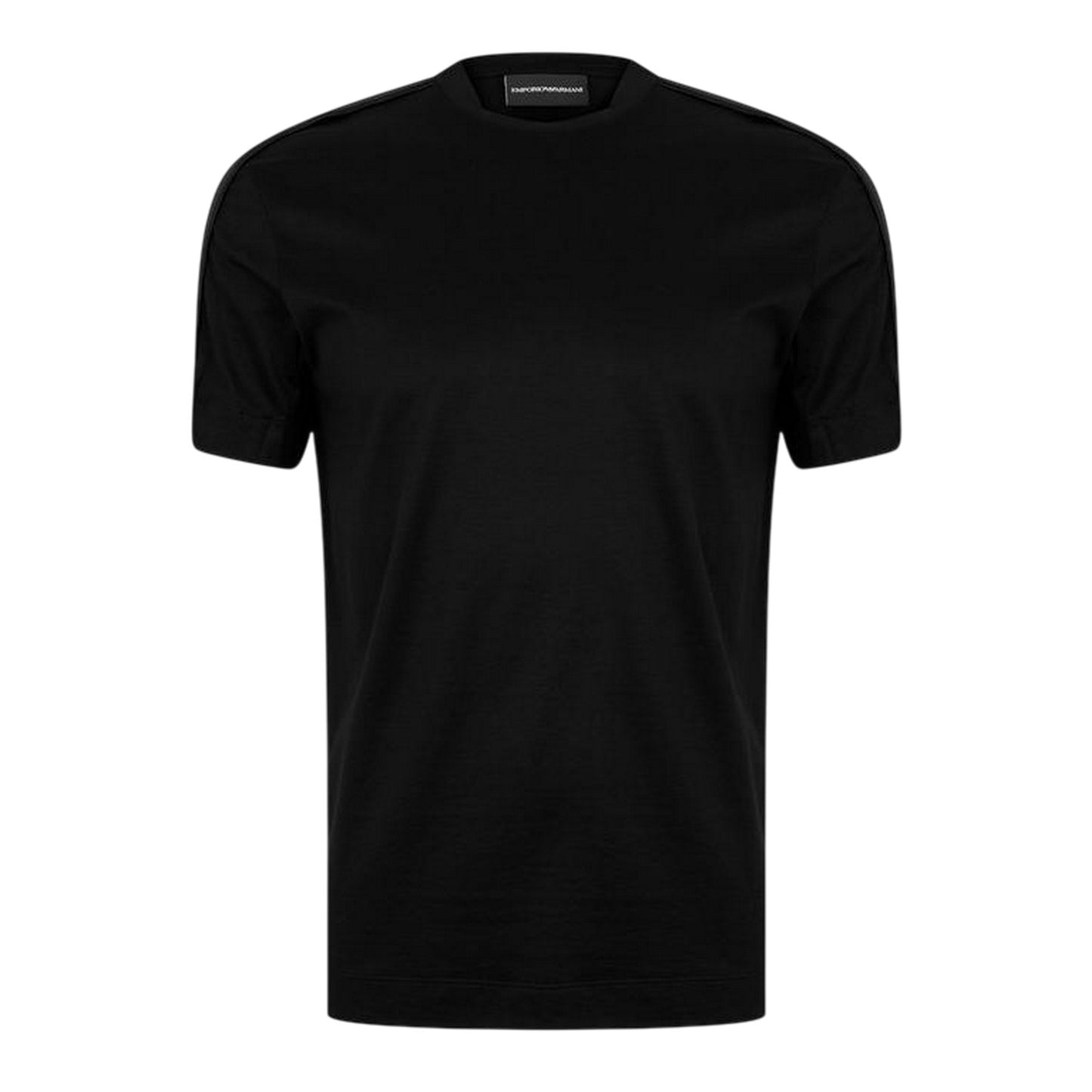 Black - Front - Emporio Armani Mens Tape Logo T-Shirt