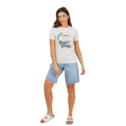 Pale Grey-Lemonade - Lifestyle - Brave Soul Womens-Ladies Happy Camper T-Shirt