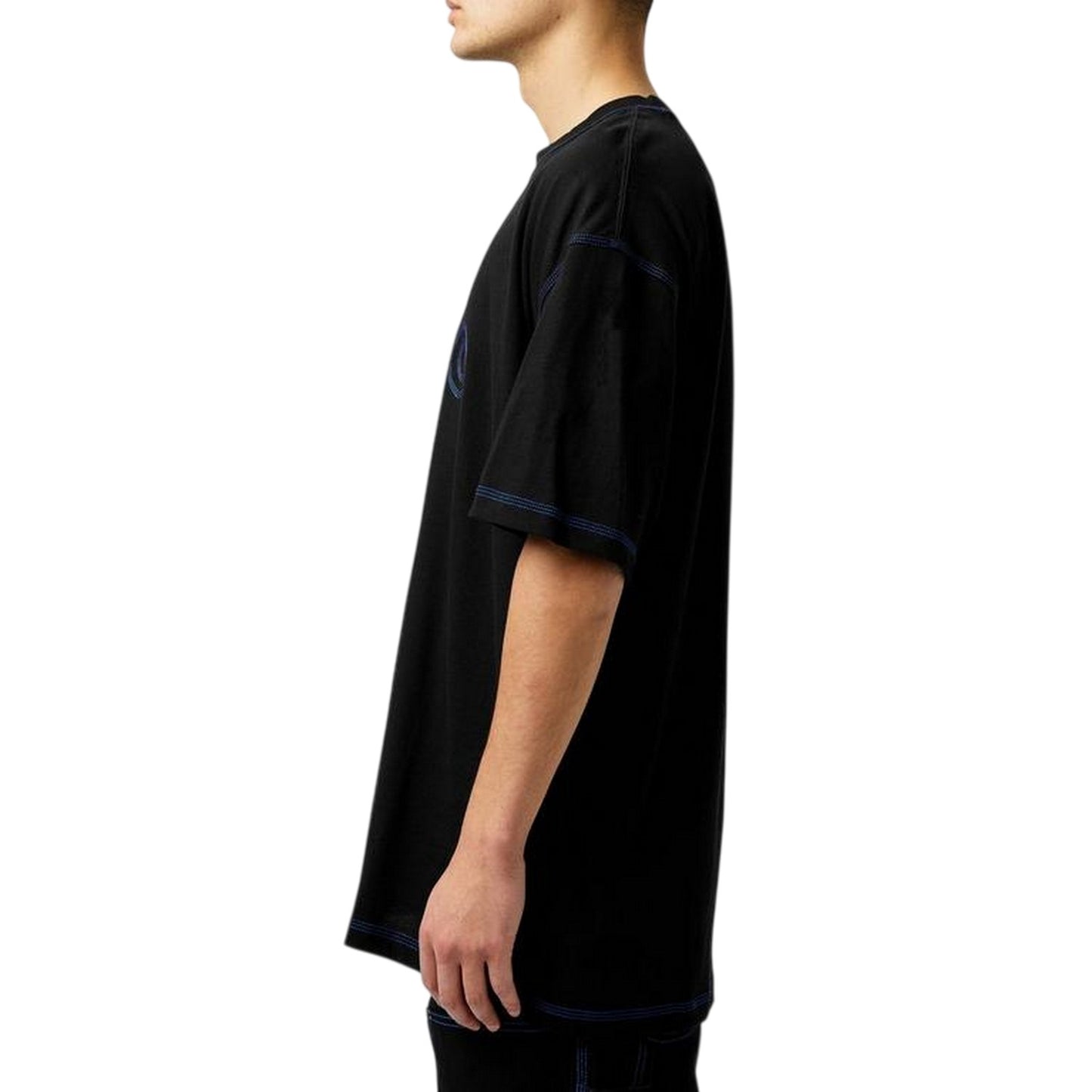 Black - Side - Hugo Mens Embroidered Logo Stitched T-Shirt