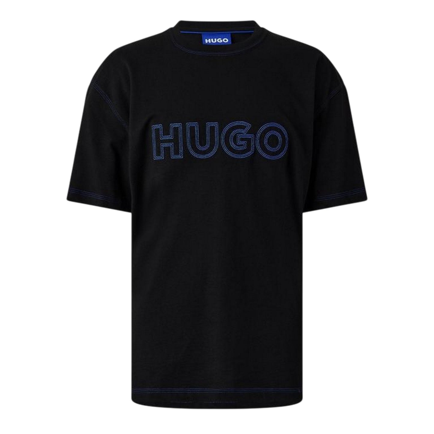 Black - Front - Hugo Mens Embroidered Logo Stitched T-Shirt