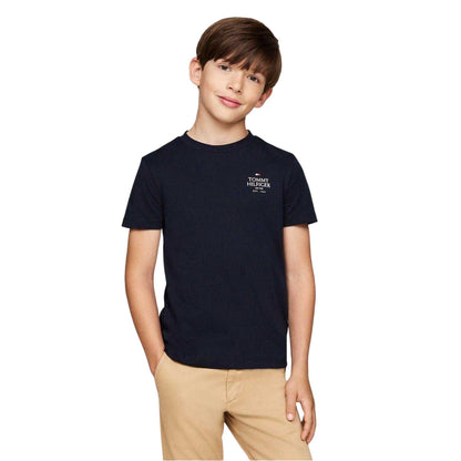 Navy Blue - Side - Tommy Hilfiger Boys Chest Logo T-Shirt