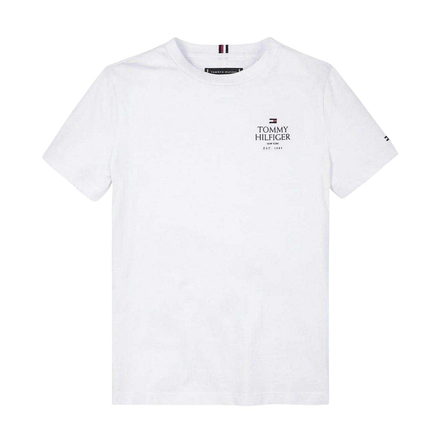 White - Front - Tommy Hilfiger Boys Chest Logo T-Shirt
