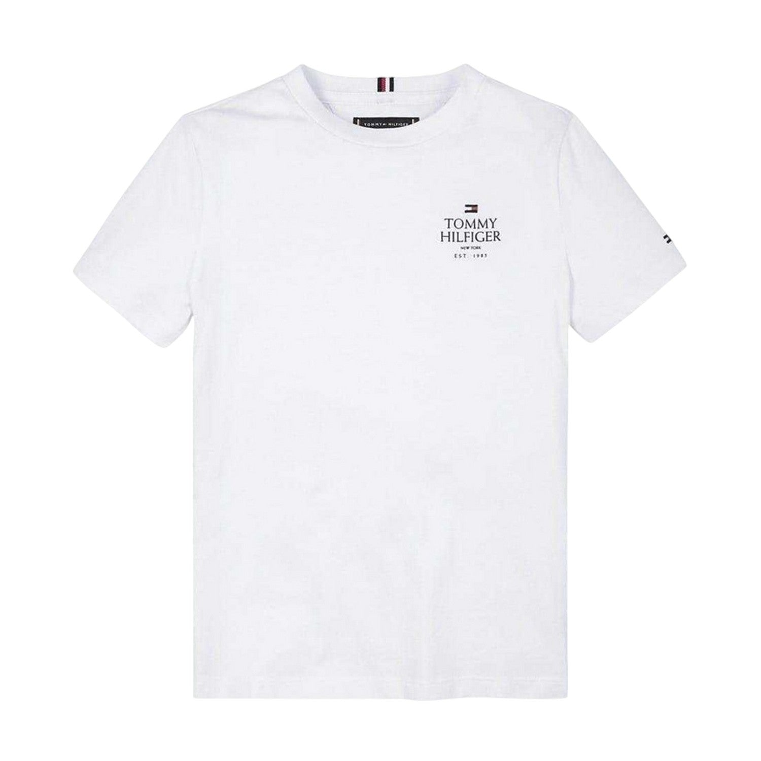 White - Front - Tommy Hilfiger Boys Chest Logo T-Shirt