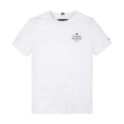 White - Front - Tommy Hilfiger Boys Chest Logo T-Shirt