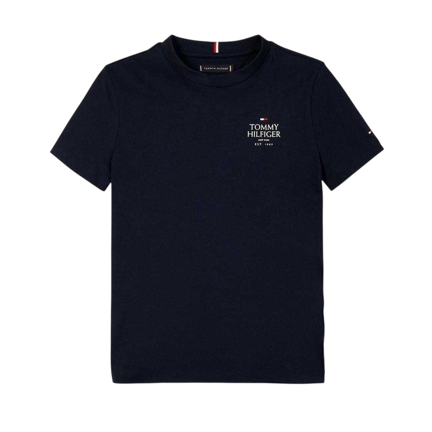 Navy Blue - Front - Tommy Hilfiger Boys Chest Logo T-Shirt
