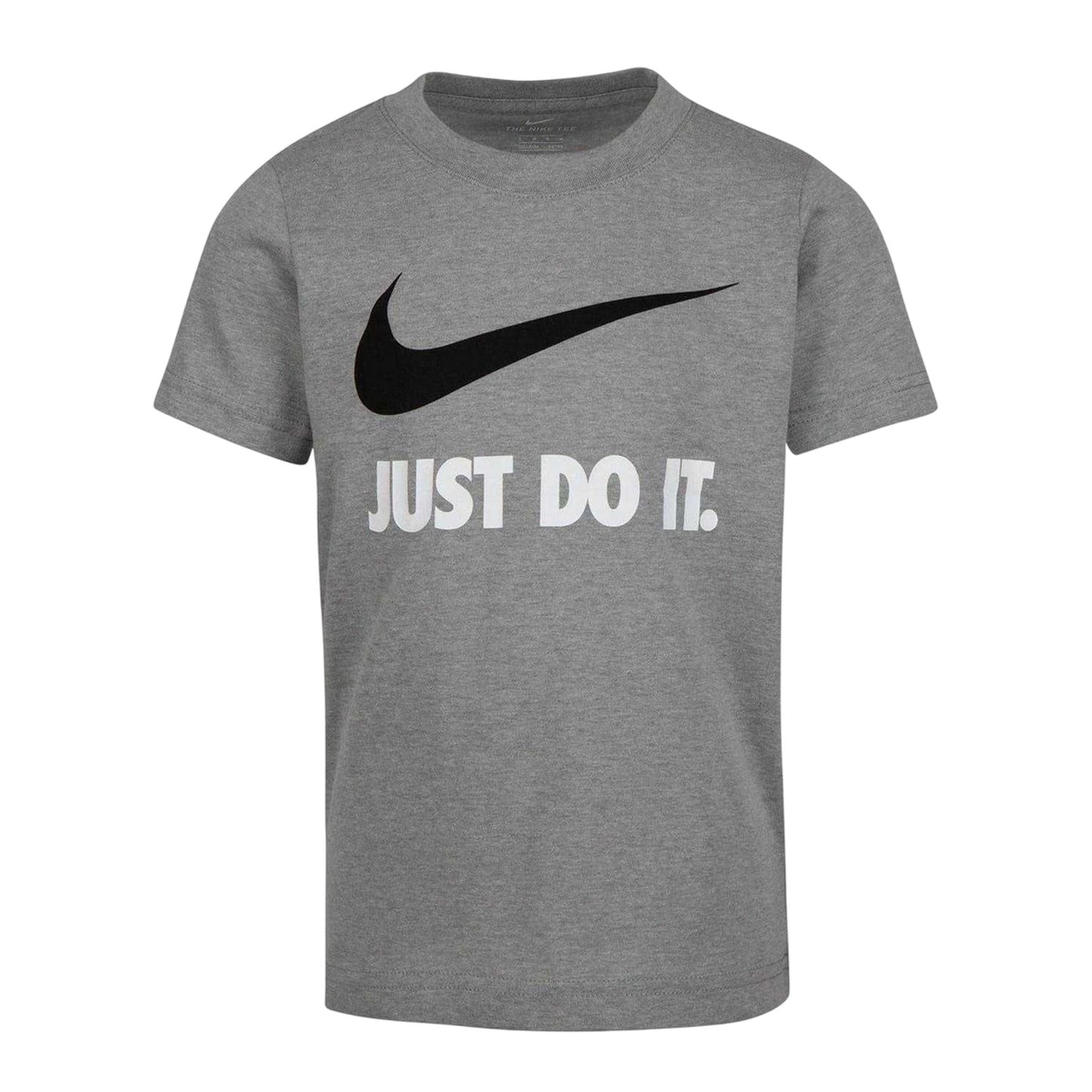 Dark Grey-White - Front - Nike Childrens-Kids Just Do It Swoosh Crew Neck T-Shirt