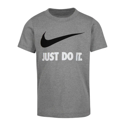 Dark Grey-White - Front - Nike Childrens-Kids Just Do It Swoosh Crew Neck T-Shirt