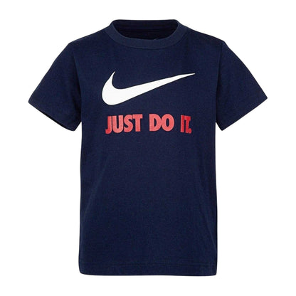 Obsidian Blue-Uni Red - Front - Nike Childrens-Kids Just Do It Swoosh Crew Neck T-Shirt