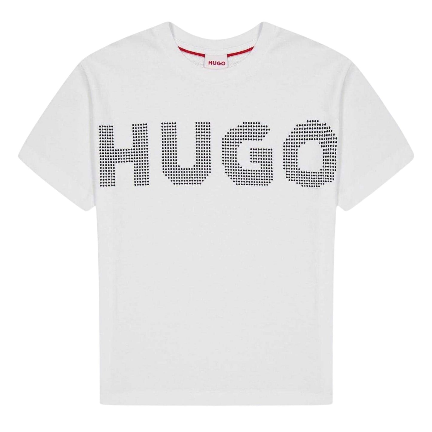 White - Front - Hugo Childrens-Kids Logo Embellished T-Shirt
