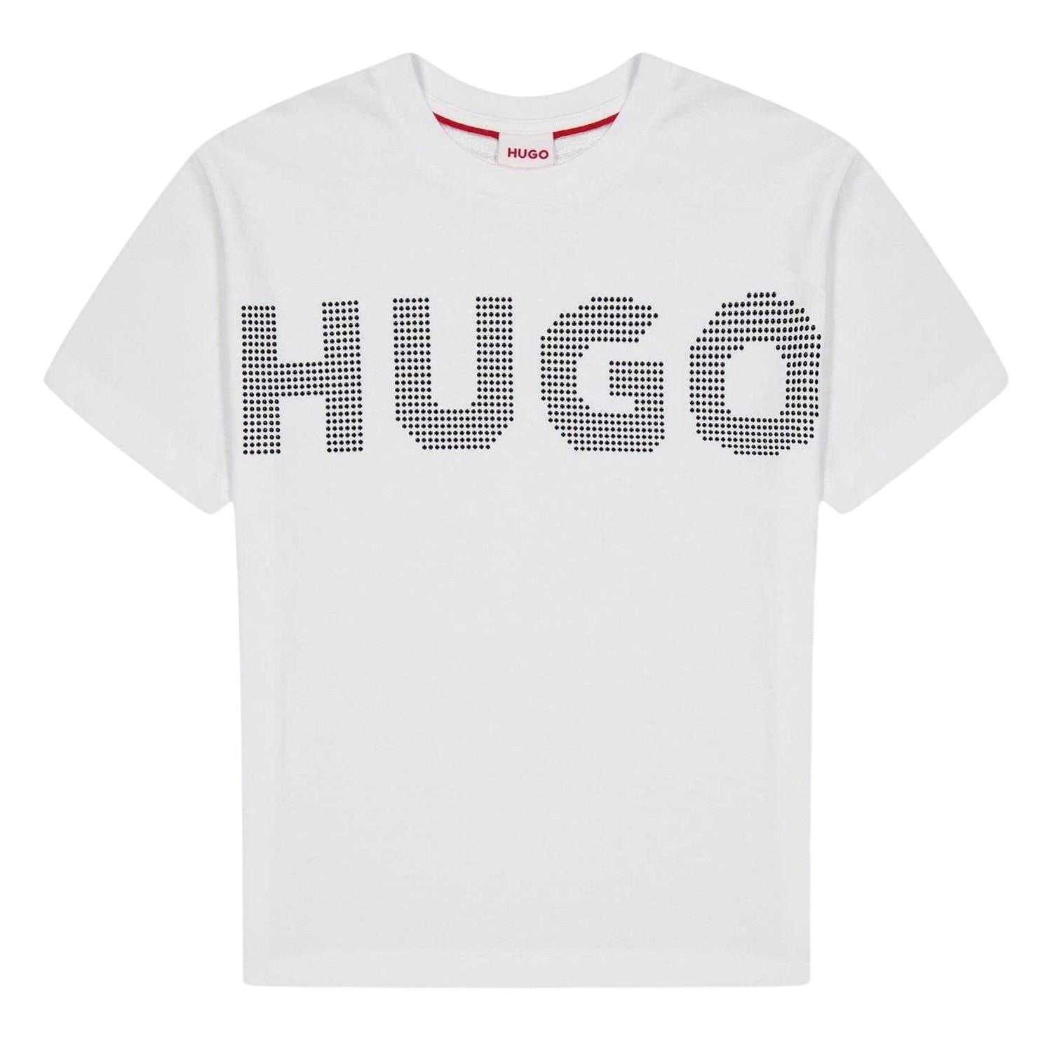 White - Front - Hugo Childrens-Kids Logo Embellished T-Shirt