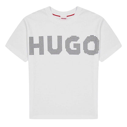 White - Front - Hugo Childrens-Kids Logo Embellished T-Shirt