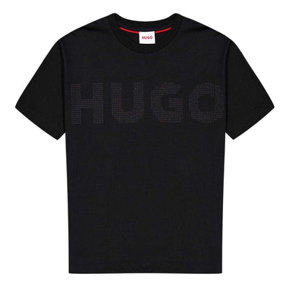 Black - Front - Hugo Childrens-Kids Logo Embellished T-Shirt