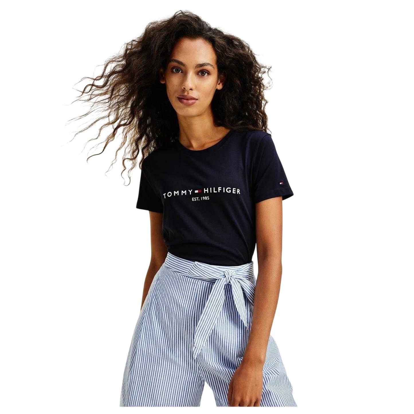 Desert Sky - Side - Tommy Hilfiger Womens-Ladies Essential Logo T-Shirt
