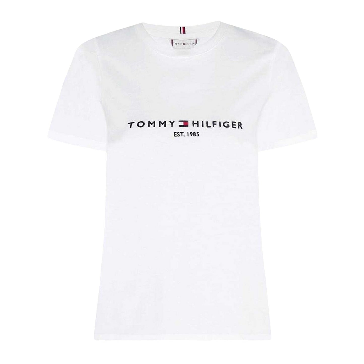 White - Front - Tommy Hilfiger Womens-Ladies Essential Logo T-Shirt