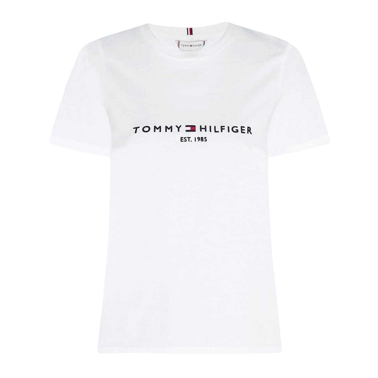 White - Front - Tommy Hilfiger Womens-Ladies Essential Logo T-Shirt