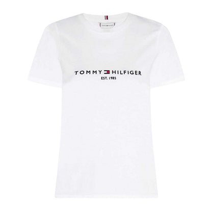 White - Front - Tommy Hilfiger Womens-Ladies Essential Logo T-Shirt