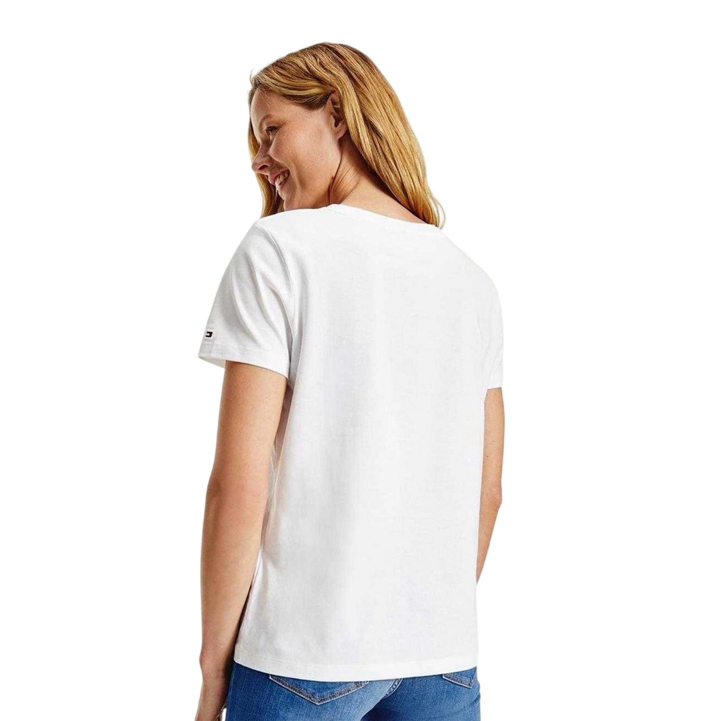 White - Back - Tommy Hilfiger Womens-Ladies Essential Logo T-Shirt