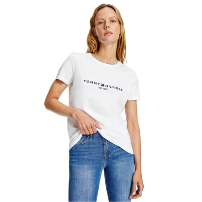 White - Side - Tommy Hilfiger Womens-Ladies Essential Logo T-Shirt