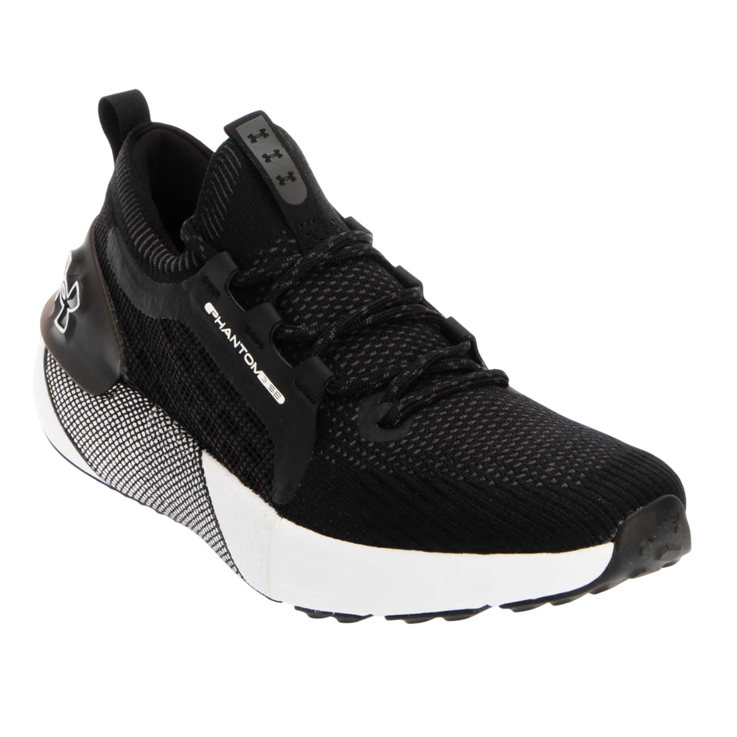 Black-White - Front - Under Armour Mens Hovr Phantom 3 SE Running Shoes
